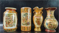 Small Satsuma Style Hand Painted Porcelain Vases