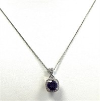 Sterling Silver Amethyst White Sapphire Set