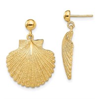 14 Kt Scallop Dangle Earrings