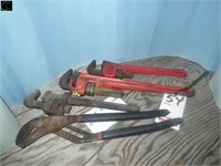 3 Pipe Wrenches & Water Pump Pliers