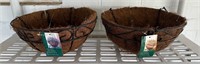 Pair of Metal Exterior Coconut Fiber Baskets