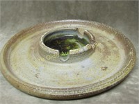 Signed Art Pottery Stoneware w/Glaze Ashtray #3 lg