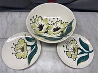 Blue ridge serving bowl and saucers
