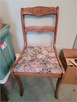 Straight back chair, upholstered seat, good