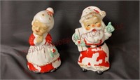 Vintage Lefton Mr & Mrs Santa Claus Salt & Pepper