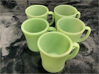 5 Piece Vintage Jadeite Misc Coffee Mugs