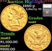 ***Auction Highlight*** 1880-p Gold Liberty Half E