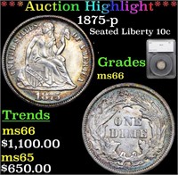 ***Auction Highlight*** 1875-p Seated Liberty Dime