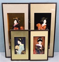 (4) Shadow Box Framed Japanese Dolls