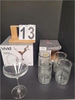 3 Martini Glasses - Set Of 4 Mason Glasses (New)