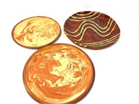 Handmade Pottery w/Marbled Colored Plates