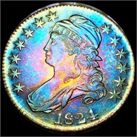 1824 Capped Bust Half Dollar CLOSELY UNC