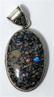 Opal on Sterling Silver Pendant VTG