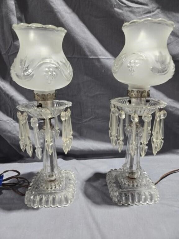 Pair of Decorative Glass Lamps