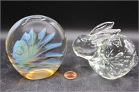 Fish and Rabbit Art Glass Paperweights