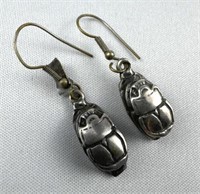 925 Silver Scarab Beetle Earrings