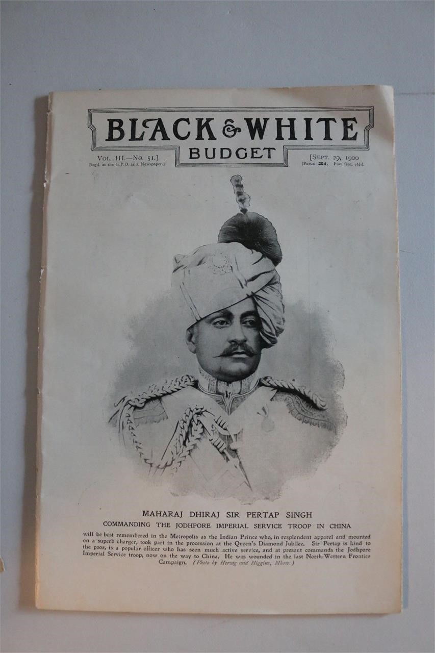 Sept 29,1900 Black & White Budget Publication