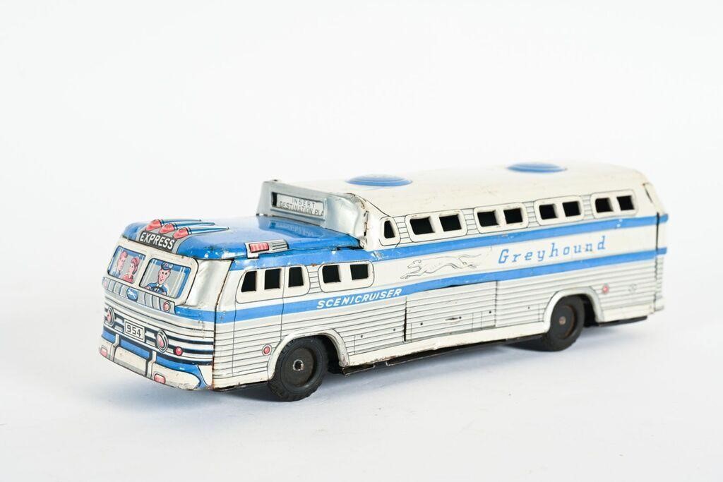 GREYHOUND SCENICRUISER TIN FRICTION DRIVE BUS