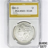 1883-O Morgan Silver Dollar PGA MS65+ DCAM
