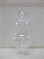 22" Tall Glass Jar W/Lid Chipped Interior Rim