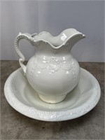 Large ceramic pitcher and basin