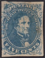 CSA Stamps #4 Used with blue CDS, toned an CV $125