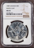 1989 S$5 Maple Leaf NGC MS65