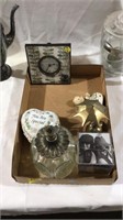 Clock, kettle, bottle, figurine