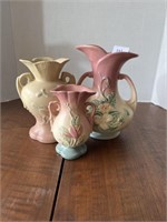 Three Hull Art Pottery Vases one is cracked
