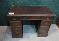 42" Mahogany knee hole desk with glass top