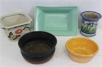 Vintage 5 Potteries, Flower Pots, Planter, Bowls