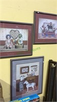 3 framed country style toys , by Pat Person,