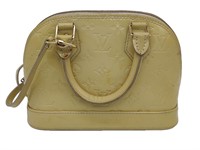 Yellow Embossed Leather Dome-Shaped Satchel