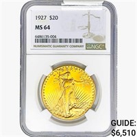 1927 $20 Gold Double Eagle NGC MS64