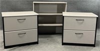 Pair Grey File Cabinets w/ Bookcase Top