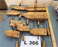 Vintage Wood Clamps Jorgensen Large & Small 7 +/-