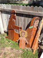 Handmade wood carved nativity set