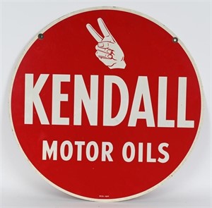 KENDALL MOTOR OIL DOUBLE SIDED TIN SIGN