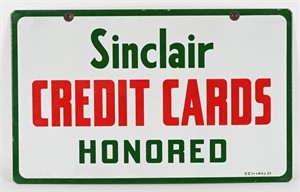 SINCLAIR CREDIT CARDS HONORED PORCELAIN DSP SIGN