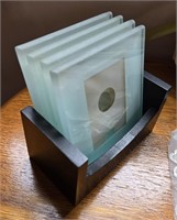 4 Pc Glass Picture Frame Coasters/Stand