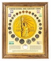 Coin Framed Hist of 20th Century Coins Face $6.66