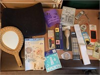 BACK PILLOW, HAND MIRROR, SEWING TOOLS, STENCILS