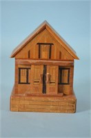 Wooden House Lock Box  w/ Key