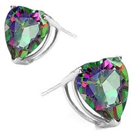 8MM Heart Cut Mystic Topaz 3.75CTW Stud Earrings i