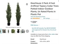 2 Pack 4 Foot Artificial Topiary Cedar Trees