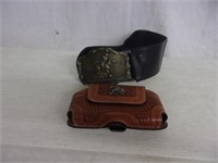 Vintage Wells Fargo Co Belt Buckle & Leather Phone