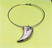 Silver Bear Claw Pendant Necklace