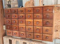 Primitive Wooden 30 Drawer Hardware Cabinet