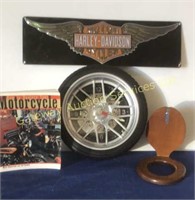 Metal Harley Davidson Sign, Tire Clock,