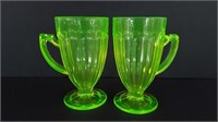 Imperial Glass Uranium Yellow Handled 5.25" Mugs